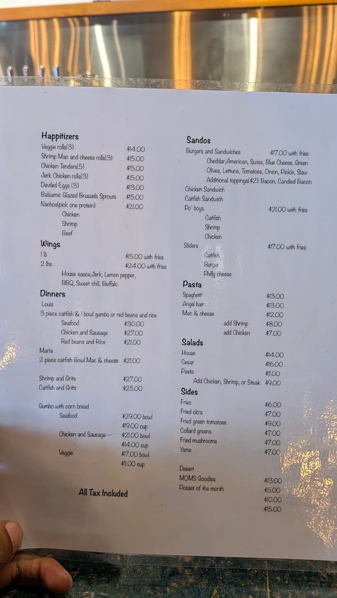 The Nest original menu